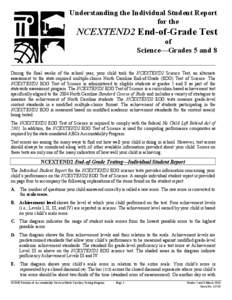 Standardized tests / Education in the United States / Psychometrics / Sports science / Test / No Child Left Behind Act / General Educational Development / North Carolina End of Grade Tests / Education / Evaluation / Achievement tests