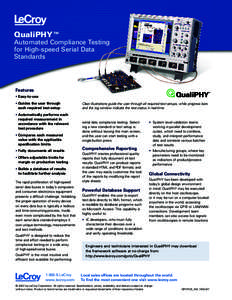 QualiPHY ™ Automated Compliance Testing for High-speed Serial Data Standards  Features