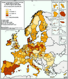 Change in employment in transport services, Member States and Norway, by NUTS 2 regions, 2001 to 2006 Guadeloupe (FR)