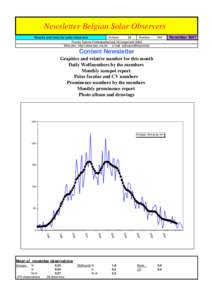 Newsletter Belgian Solar Observers Results and news for solar observers Volume 12 Number Franky Dubois Poelkapellestraat 39 langemark 8920