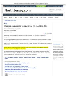 Obama campaign to open NJ re-election HQ - NorthJersey.com