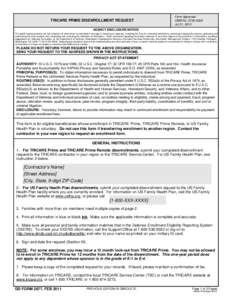 TRICARE PRIME DISENROLLMENT REQUEST  Form Approved OMB No[removed]Jul 31, 2013