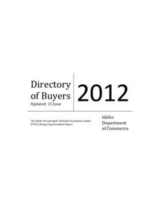 Directory of Buyers Updated: 15 June 2012