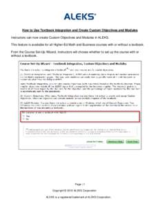Microsoft Word - How to Use Textbook Integration and Create Custom Objectives and Modules_v2.doc