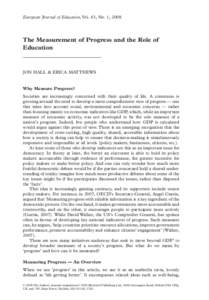 European Journal of Education, Vol. 43, No. 1, 2008  The Measurement of Progress and the Role of Education  JON HALL & ERICA MATTHEWS