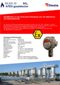 SX.EX.10 SO2 ATEX gasdetector Gasdetector in een drukvaste behuizing voor het detecteren van Zwaveldioxide.