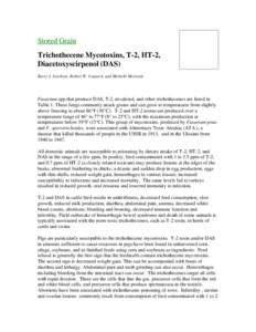 Stored Grain - Trichothecene Mycotoxins, T-2, HT-2, Diacetoxyscirpenol (DAS)