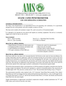 105 Harrison Street, American Falls, IdahoU.S.A •  • www.ams-samplers.com Static Cone Penetrometer Use and operating guidelines