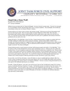 JOINT TASK FORCE CIVIL SUPPORT CHAPLAIN’S DEVOTIONAL / 15 APRIL 2013 Public Affairs Operations 1504 Madison Avenue, Fort Eustis, VA