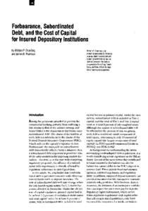 Forbearance, Subordinated Debt, and the Cost of Capital for Insured Depository Institutions by William P. Osterberg and James B. Thomson