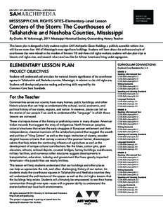 Mississippi Civil Rights Sites–Elementary-Level Lesson  Centers of the Storm: The Courthouses of Tallahatchie and Neshoba Counties, Mississippi By Charles M. Yarborough, 2011 Mississippi Historical Society Outstanding 