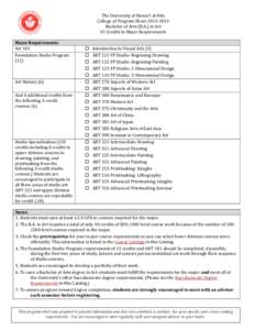   The	
  University	
  of	
  Hawai‘i	
  at	
  Hilo	
   College	
  of	
  Program	
  Sheet	
  2013-­‐2014	
   Bachelor	
  of	
  Arts	
  (B.A.)	
  in	
  Art	
   45	
  Credits	
  in	
  Major	
  Req