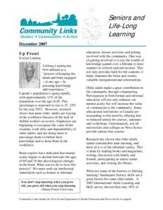 Seniors and Life-Long Learning December 2007 Up Front Evelyn Lindsey