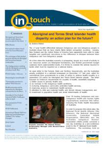 Vol 24 No 3 AprilContents Aboriginal and Torres Strait Islander health disparity: an action plan for the future 1