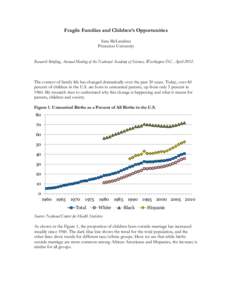 Fragile Families and Children’s Opportunities Sara McLanahan Princeton University Research Briefing, Annual Meeting of the National Academy of Sciences, Washington D.C. AprilThe context of family life has chang