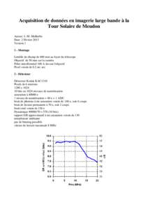 Acquisition de données en imagerie large bande à la Tour Solaire de Meudon Auteur: J.-M. Malherbe Date: 2 Février 2013 Version[removed]Montage
