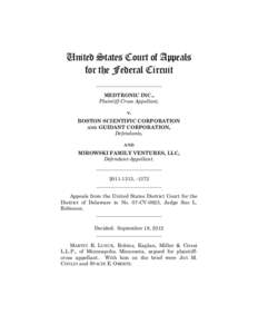 United States Court of Appeals for the Federal Circuit __________________________ MEDTRONIC INC., Plaintiff-Cross Appellant, v.
