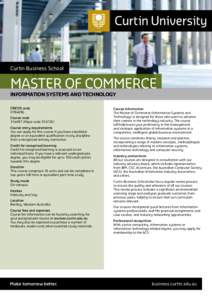 Curtin Business School  MASTER OF commerce information systems and technology CRICOS code 078409G