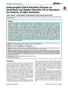 Undersampled Critical Branching Processes on Small-World and Random Networks Fail to Reproduce the Statistics of Spike Avalanches Tiago L. Ribeiro1*, Sidarta Ribeiro2, Hindiael Belchior2, Fa´bio Caixeta2, Mauro Copelli1