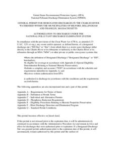 Draft General Permit | Residual Designated Discharges in Milford, Bellingham, and Franklin, Massachusetts