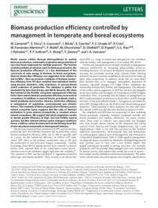 Biomass production efficiency controlled by management in temperate and boreal ecosystems