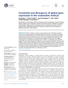 RESEARCH ARTICLE  elifesciences.org Constraint and divergence of global gene expression in the mammalian embryo