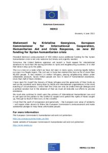 EUROPEAN COMMISSION  MEMO Brussels, 6 June[removed]Statement