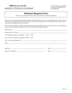 323 Erie Street, PO Box 5015 Port Huron, MI[removed][removed]Software Request Form