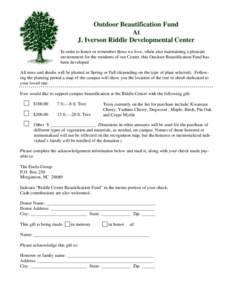 Outdoor Beautification Fund Donor form