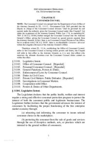 5 GCA GOVERNMENT OPERATIONS CH. 31 CONSUMER COUNSEL CHAPTER 31 CONSUMER COUNSEL NOTE: The Consumer Counsel was merged into the Department of Law (Office of