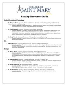 College of Saint Mary – Faculty Experts Guide