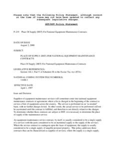 Please note that the following Policy Statement, although correct at the time of issue,may not have been updated to reflect any subsequent legislative changes. GST/HST Policy Statement  P-219 Place Of Supply (HST) For Na