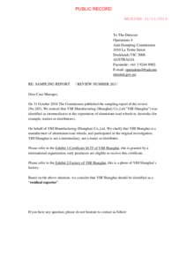 PUBLIC RECORD RECEIVED[removed]To The Director Operations 4 Anti-Dumping Commission