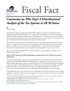 February 20, 2013 No. 361 Fiscal Fact  Comments on Who Pays? A Distributional