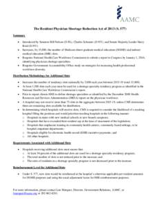 The Resident Physician Shortage Reduction Act of[removed]S[removed]Summary    