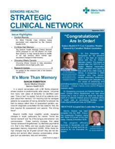 Seniors Health Strategic Clinical Network Newsletter - September 2014