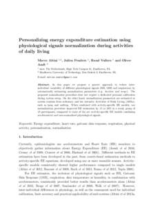 Personalizing energy expenditure estimation using physiological signals normalization during activities of daily living Marco Altini Amft 2 1