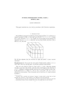 JUNIOR INDEPENDENT WORK, PART 1 SPRING 2003 ALEXEY SPIRIDONOV This paper represents my own work in accordance with University regulations.