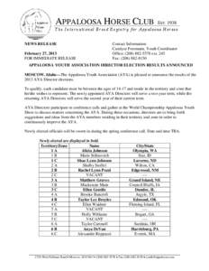 APPALOOSA HORSE CLUB  EST[removed]The International Breed Registry for Appaloosa Horses