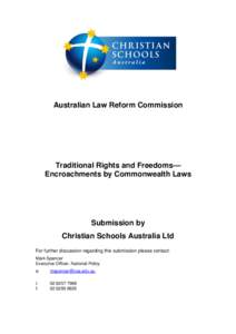 Australian Law Reform Commission  Traditional Rights and Freedoms— Encroachments by Commonwealth Laws  Submission by