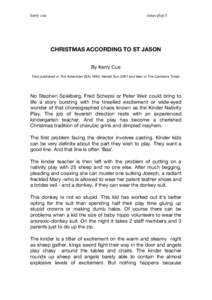 kerry cue  xmas play/1 CHRISTMAS ACCORDING TO ST JASON By Kerry Cue