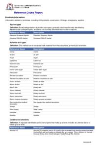 Reference Codes Report Borehole information Information related to boreholes, including drilling details, construction, lithology, stratigraphy, aquifers Aquifer types Definition: Broad categorisation of aquifers into ty