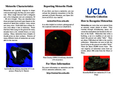 Fluid dynamics / Meteorite / Chondrite / Carbonaceous chondrite / Achondrite / Iron meteorite / Ordinary chondrite / Meteorite classification / Chondrule / Meteorite types / Planetary science / Astronomy
