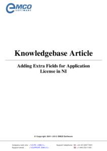 Adding Extra Fields for Application License in NI