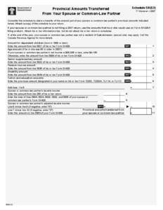 Schedule SK(S2)  Provincial Amounts Transferred From Your Spouse or Common-Law Partner  T1 General – 2007