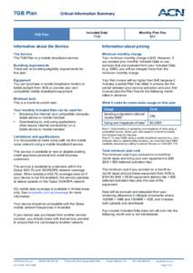 7GB Plan  Critical Information Summary Included Data 7GB