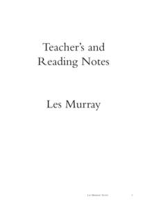 Teacher’s and Reading Notes Les Murray  LES MURRAY NOTES