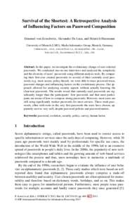 LNCS[removed]Survival of the Shortest: A Retrospective Analysis of Influencing Factors on Password Composition