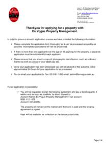 Level 1, 55 Woolley street Dickson Po Box 7149 Watson ACT 2602 Email:  Ph: Fax: www.envogue.com.au