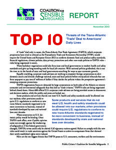 REPORT November 2013 TOP 10  Threats of the Trans-Atlantic